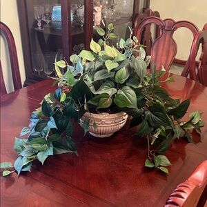 Big Elegant Green Faux Plant in Cream Planter